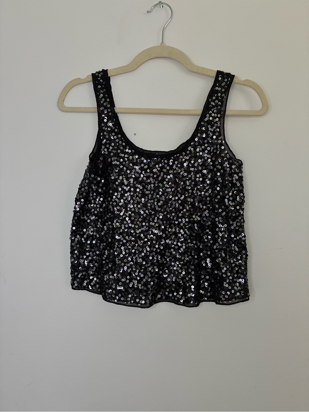 Express Black Sequin Camisole Tank Y2K XS